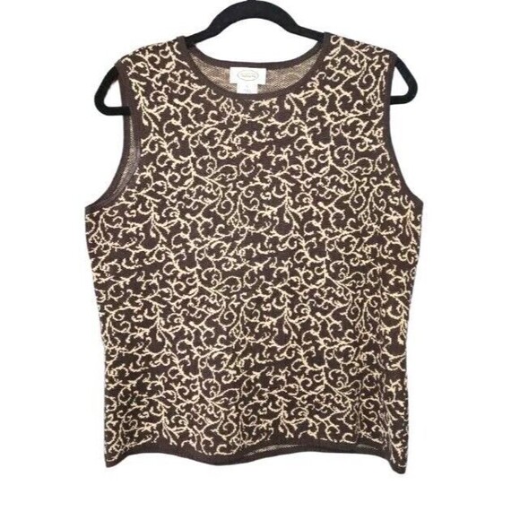 Talbots Cashmere Silk Blended Sleeveless Sweater Vest Brown Womens Size Large - Picture 2 of 6